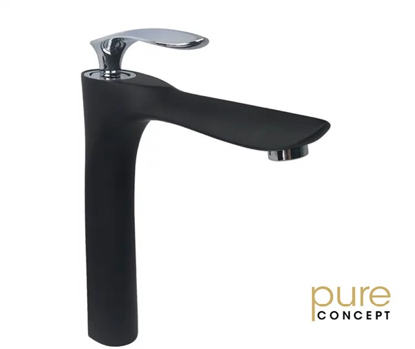 Pure Concept Swan Siyah Krom Set Üstü Lavabo Bataryası AKF-108